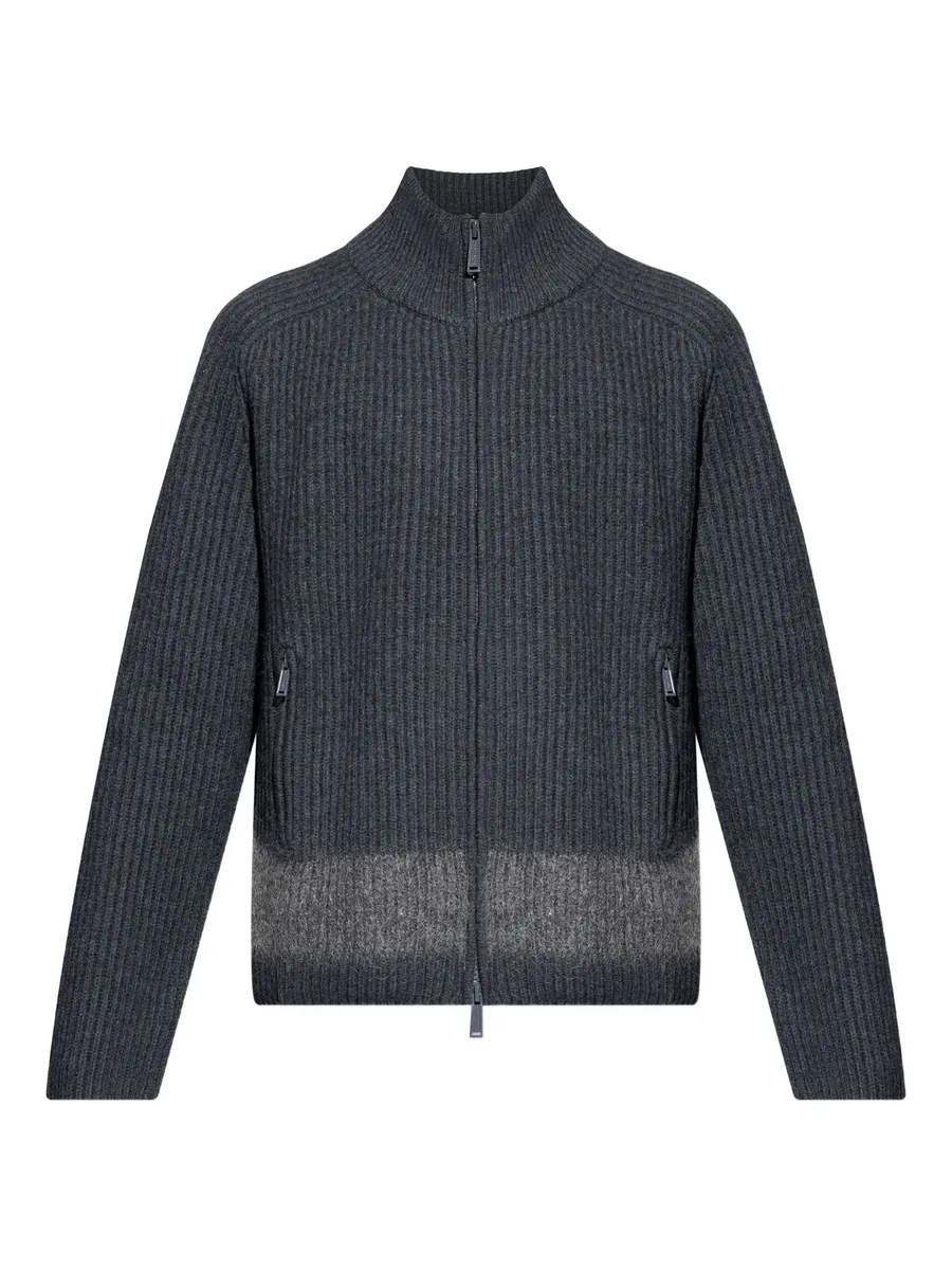ribbed zip-up cardigan 2