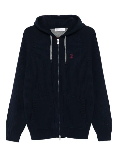 zip-up hooded cardigan
