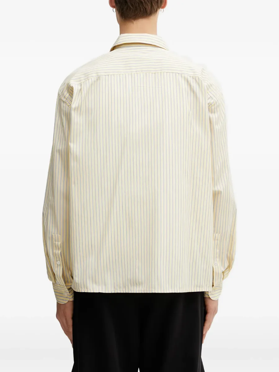striped embroidered-logo shirt 6