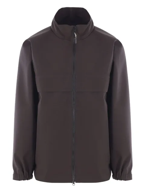 high-collar double-slider zip windbreaker