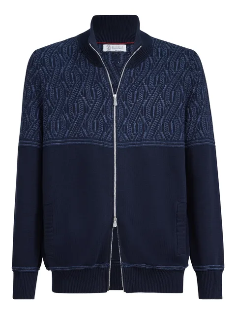 jacquard cable cotton cardigan