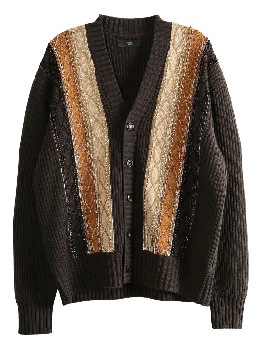 striped-detail patterned cardigan 2