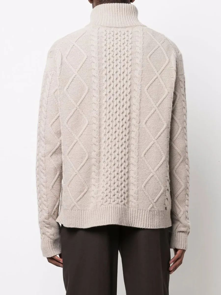 button-collar cable-knit jumper 8