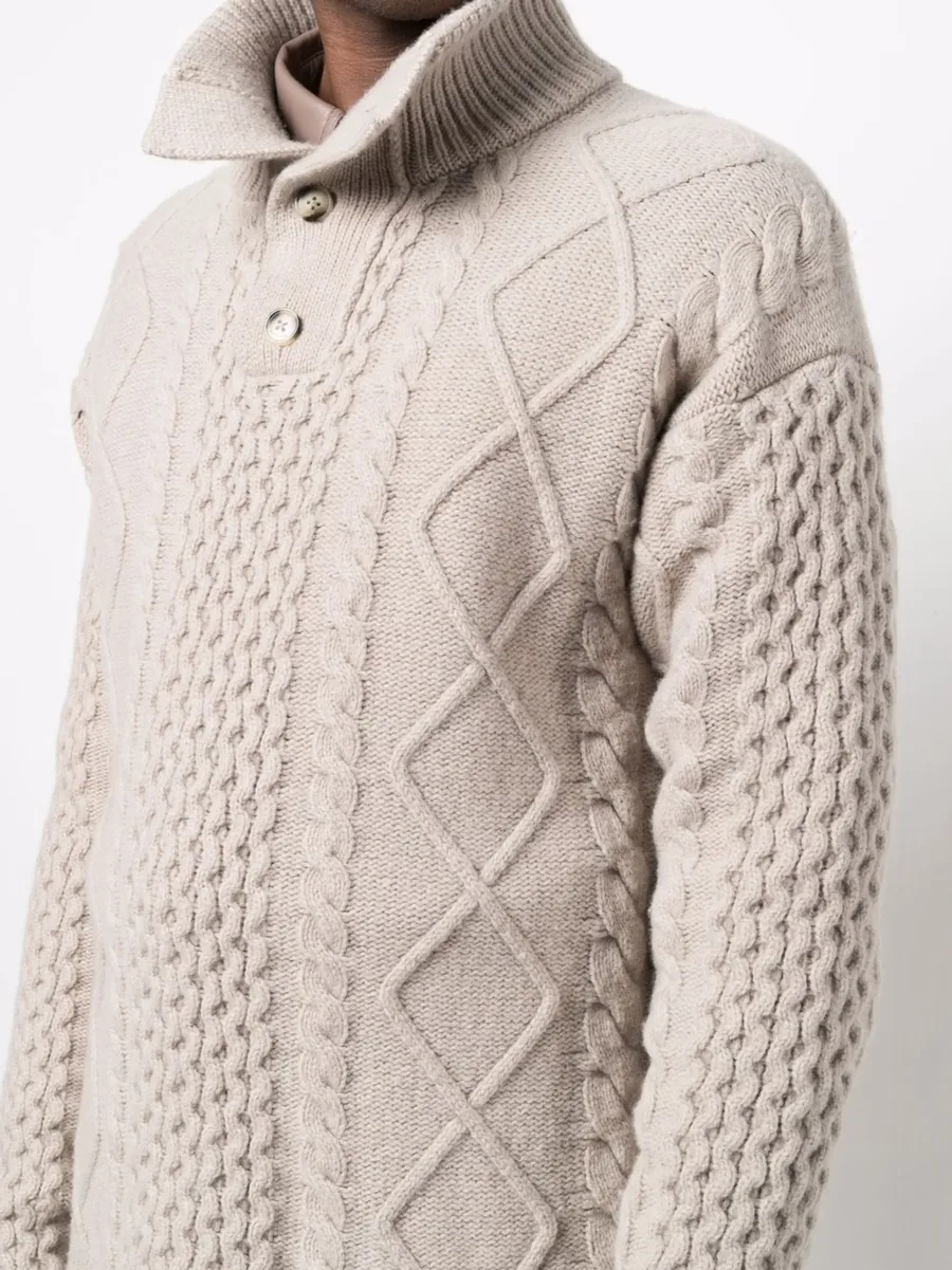 button-collar cable-knit jumper 9