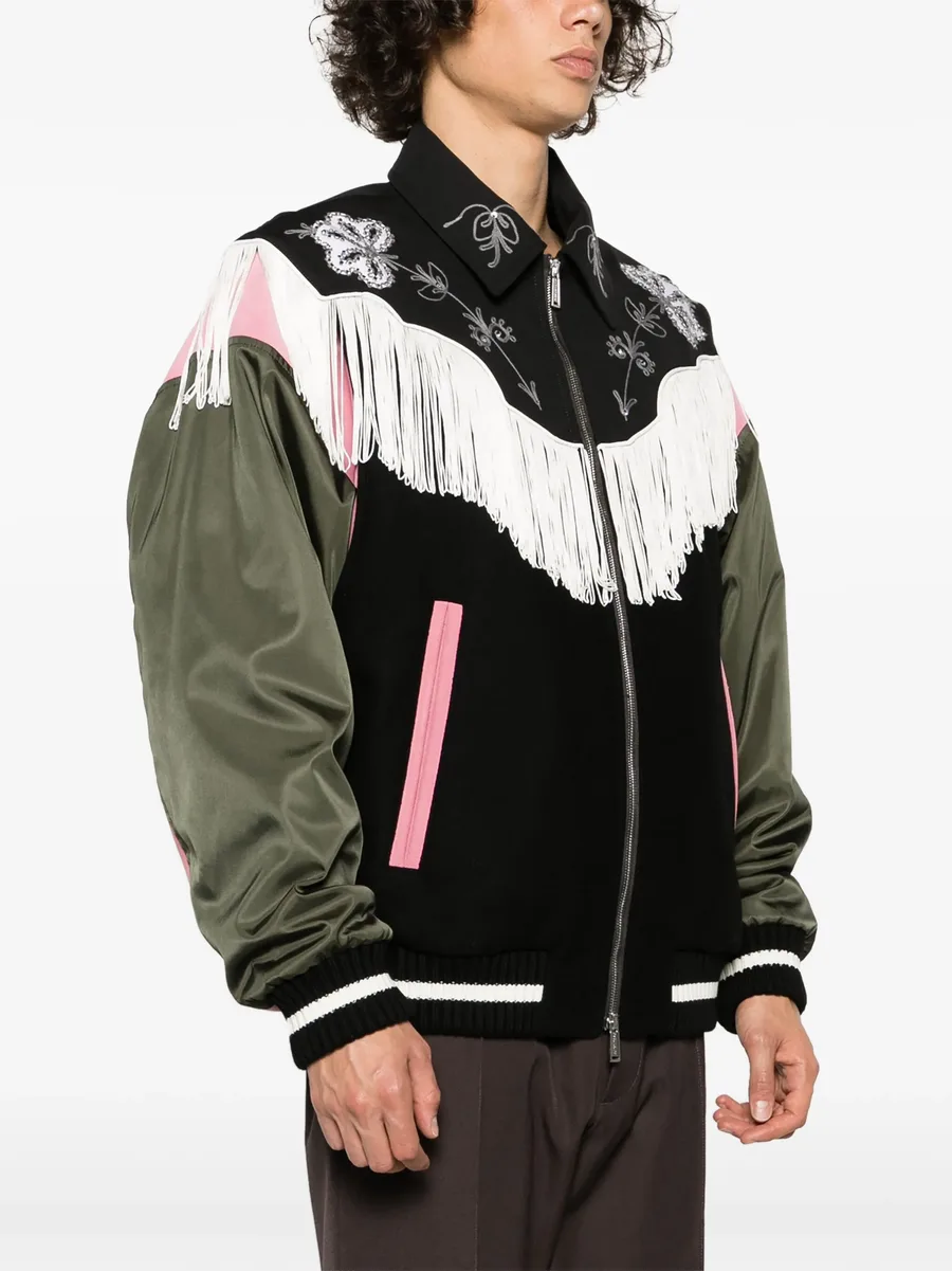 frayed-trim bomber jacket 6