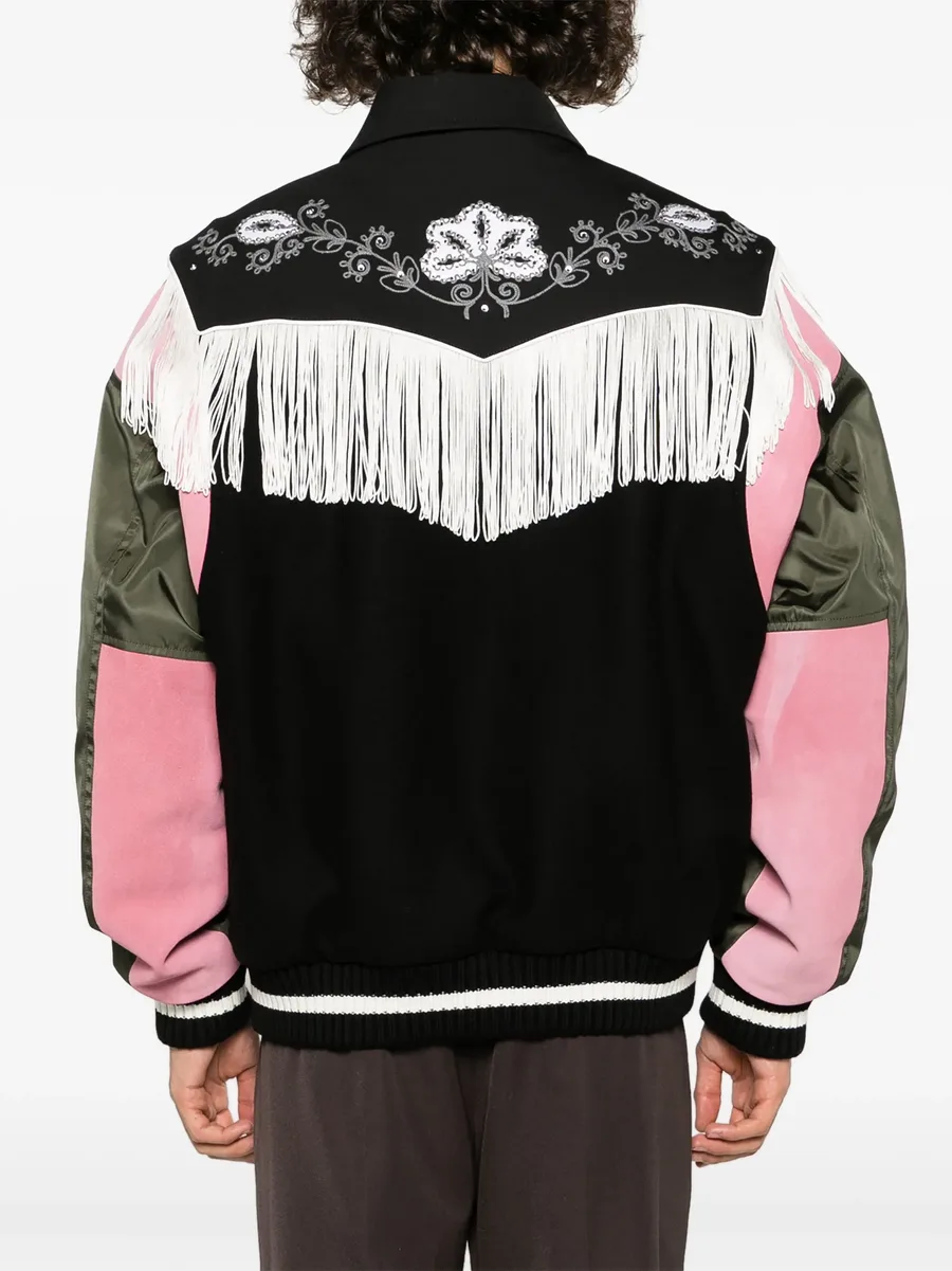 frayed-trim bomber jacket 8