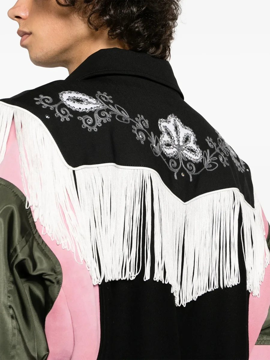 frayed-trim bomber jacket 9