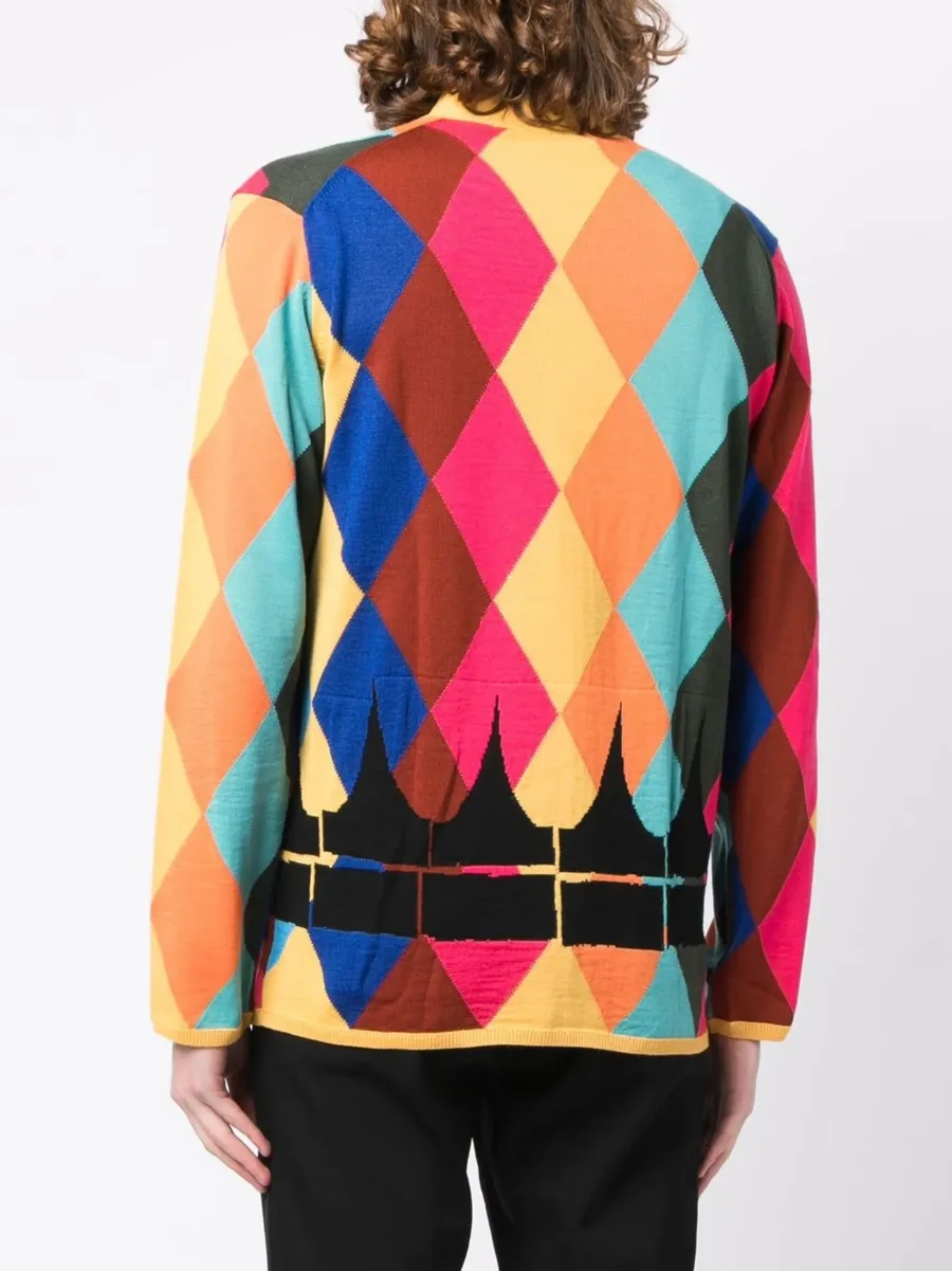 diamond-print V-neck cardigan 8