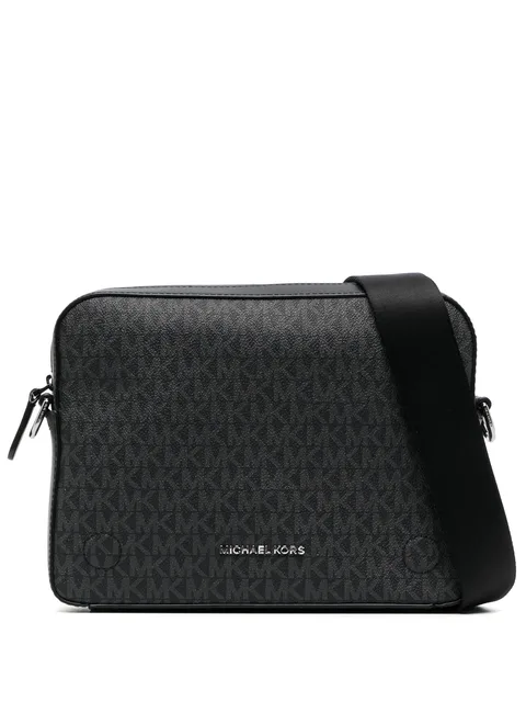 Dual monogram leather crossbody