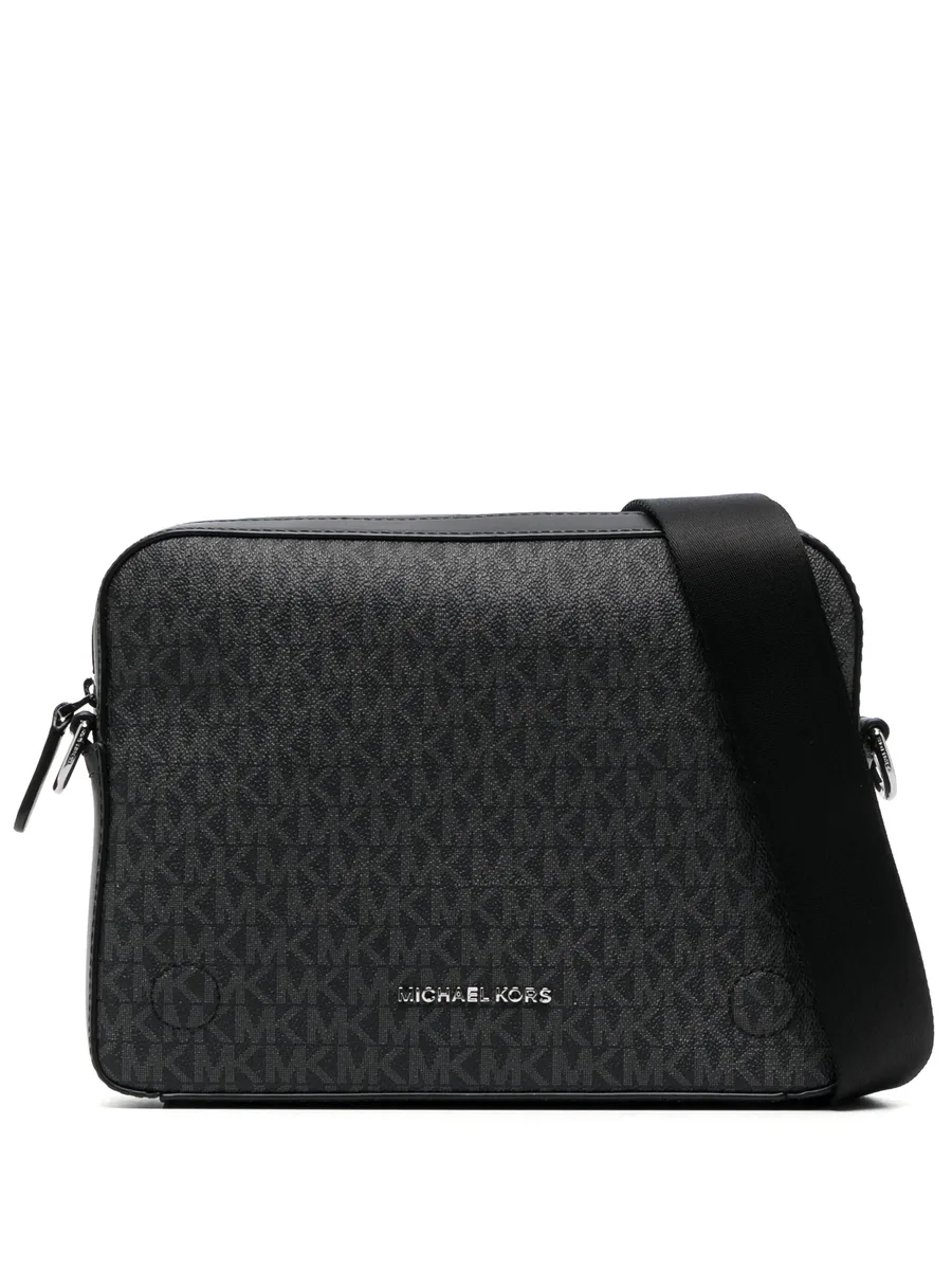 Dual monogram leather crossbody 1