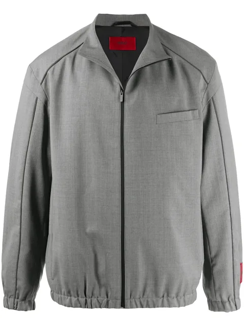 pinstriped pattern zipped jacket