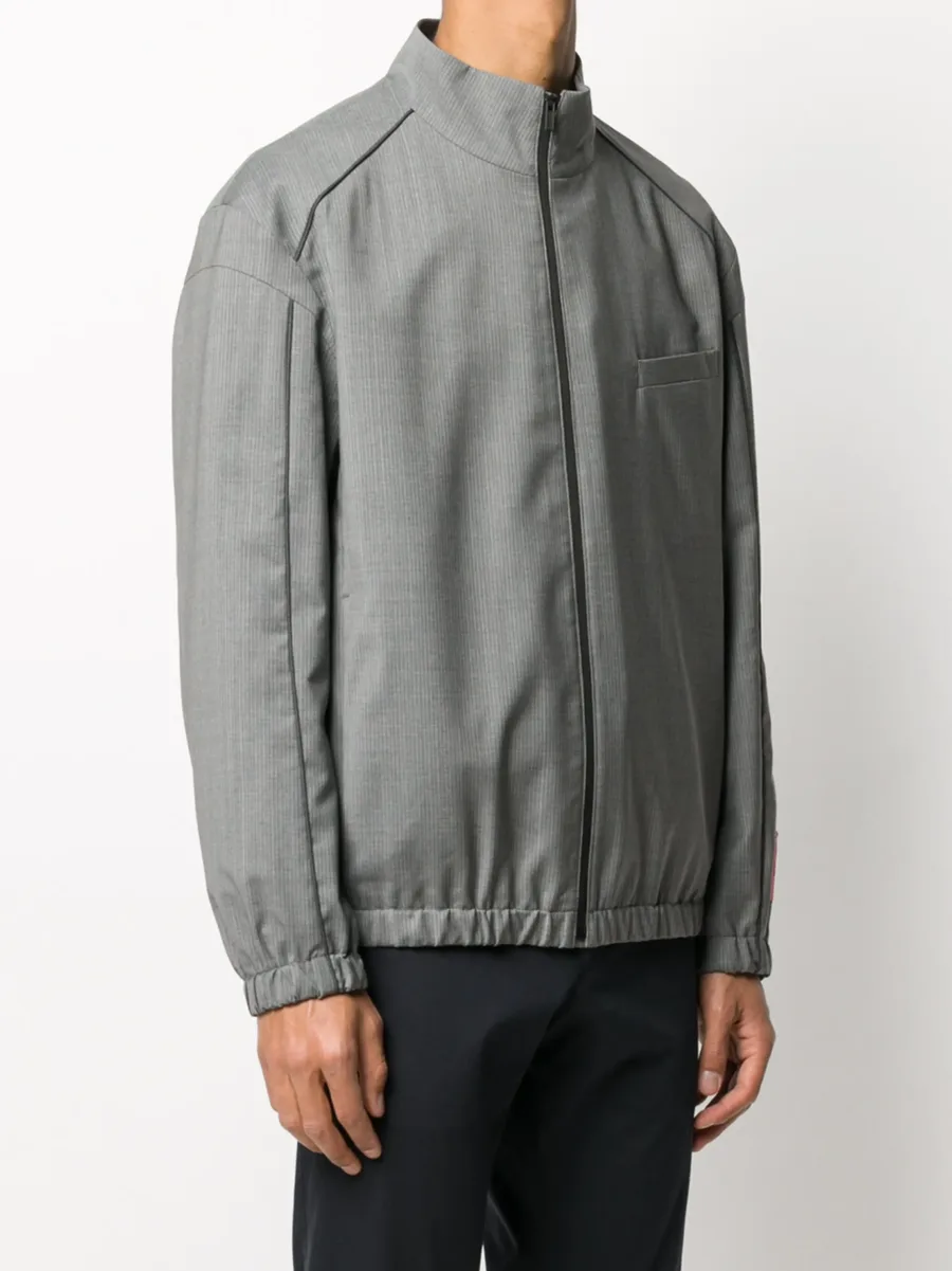 pinstriped pattern zipped jacket 6