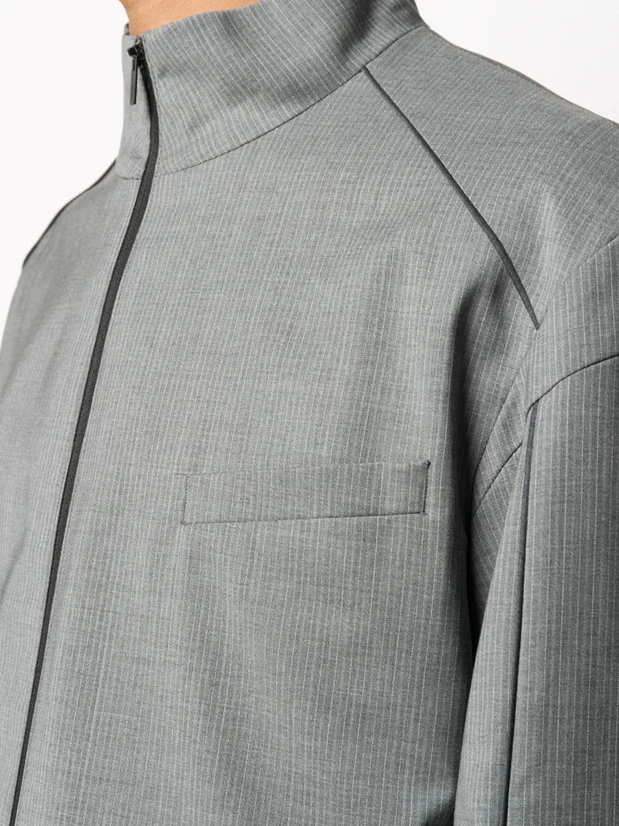 pinstriped pattern zipped jacket 10