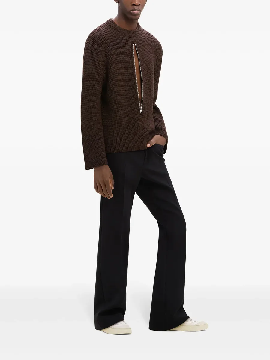 zipped ribbed wool sweater 8