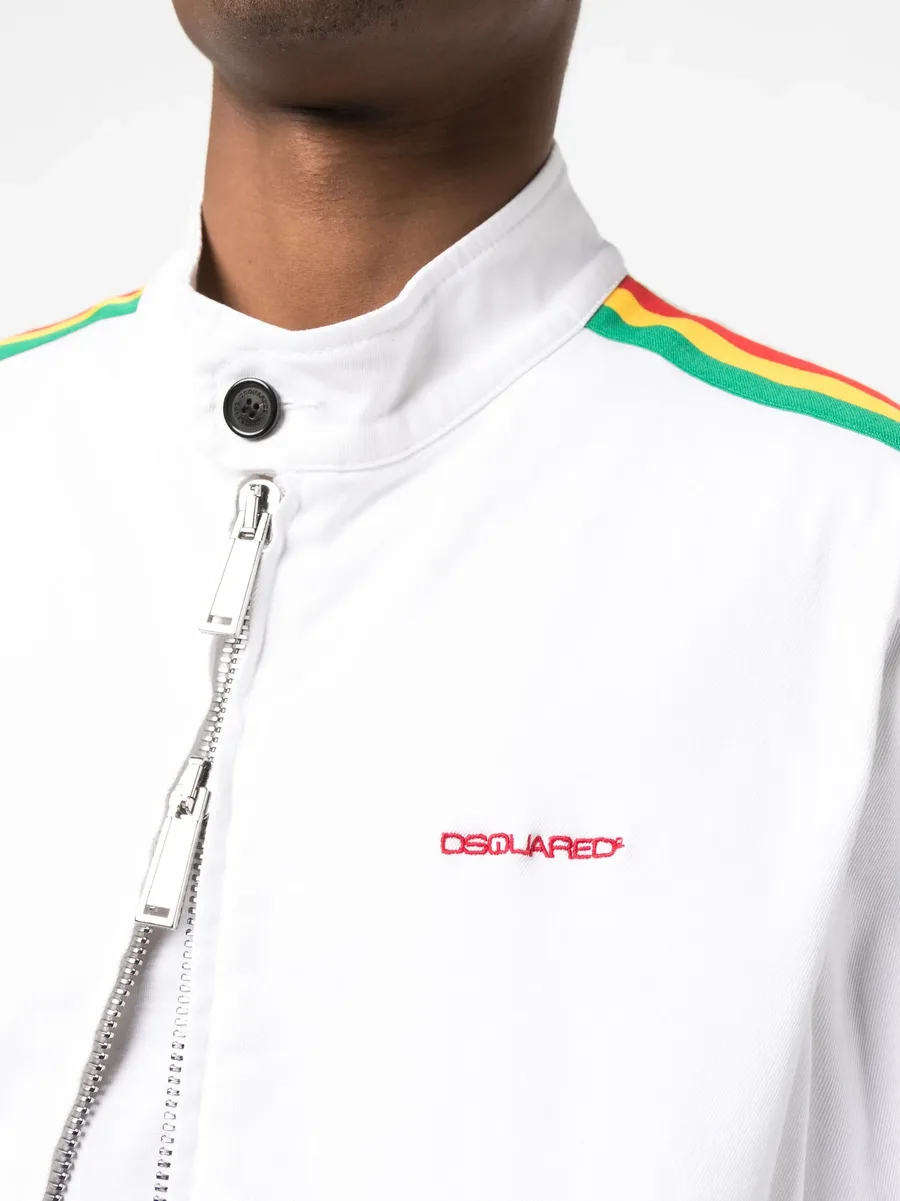 stripe-trim bomber jacket 10