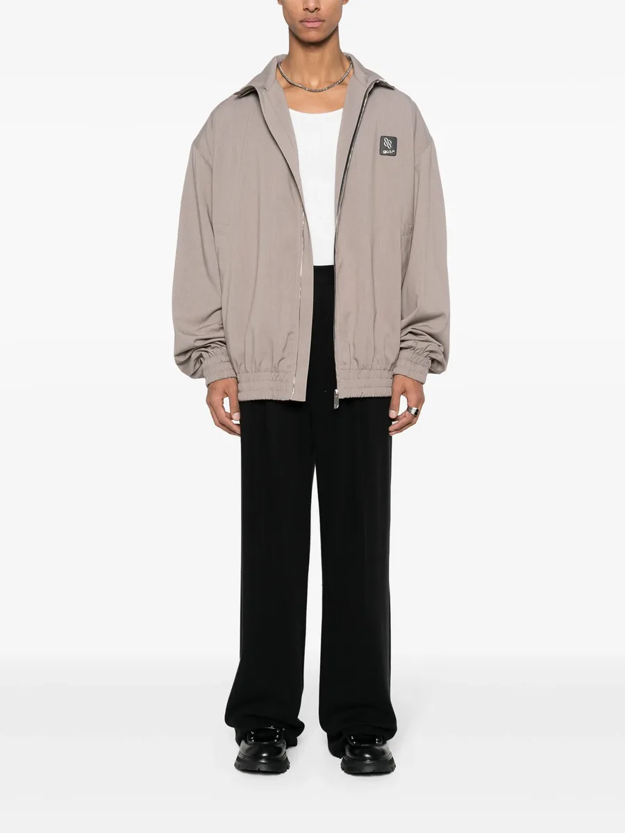 logo-appliqué drop-shoulder jacket 4
