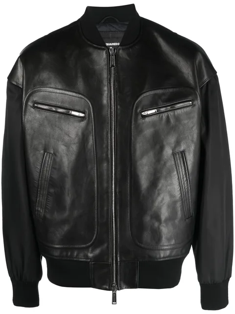 logo-patch panelled bomber jacket