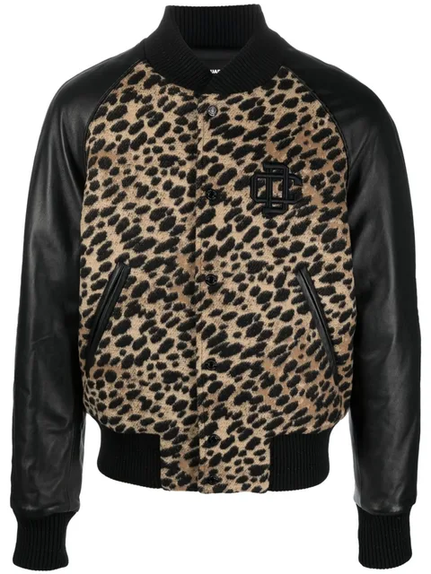 leopard-print bomber jacket