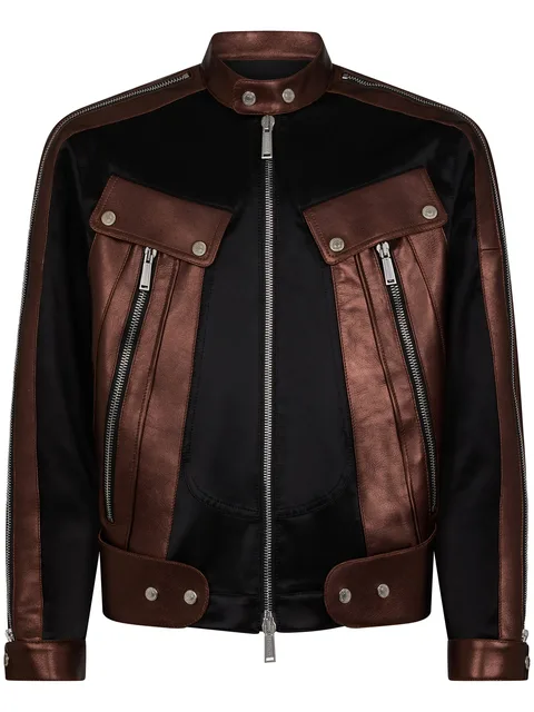 metallic panelled bomber jacket