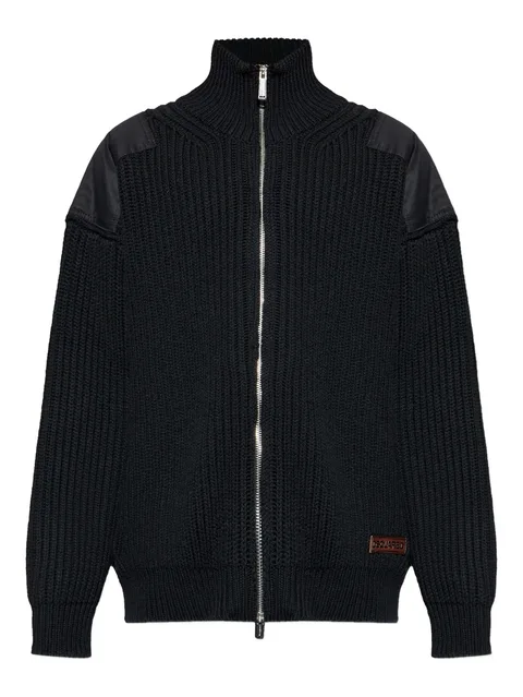 zip shoulder-panel cardigan
