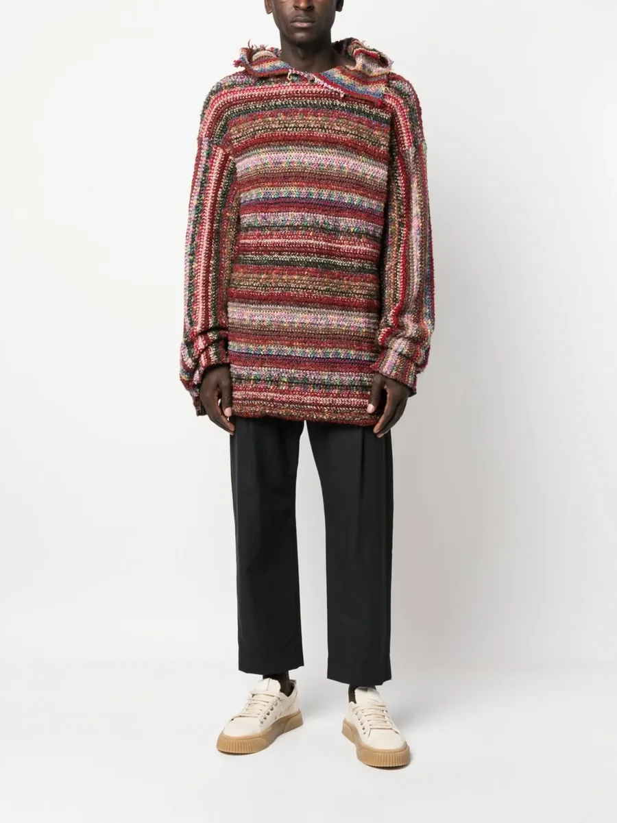 striped recycled wool hoodie 4