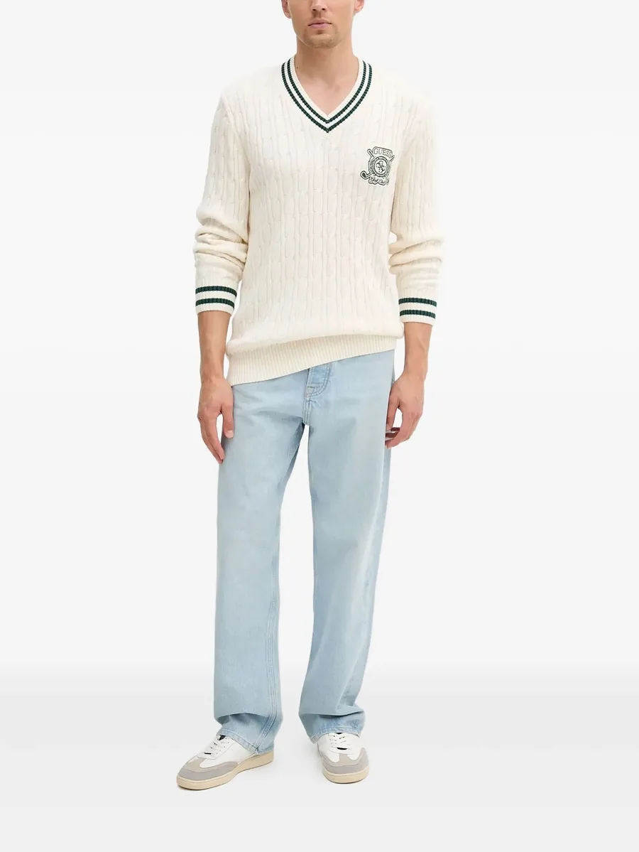 cable-knit V-neck sweater 4