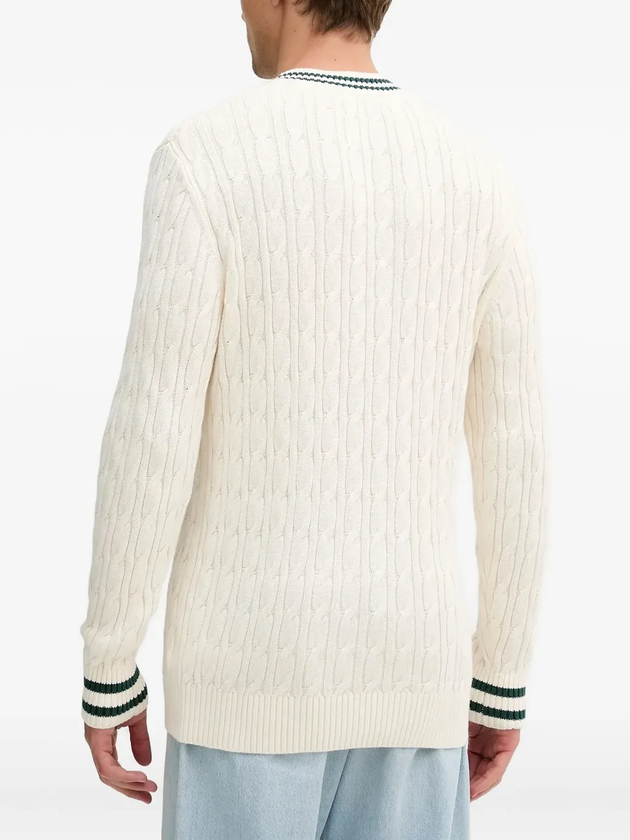 cable-knit V-neck sweater 6