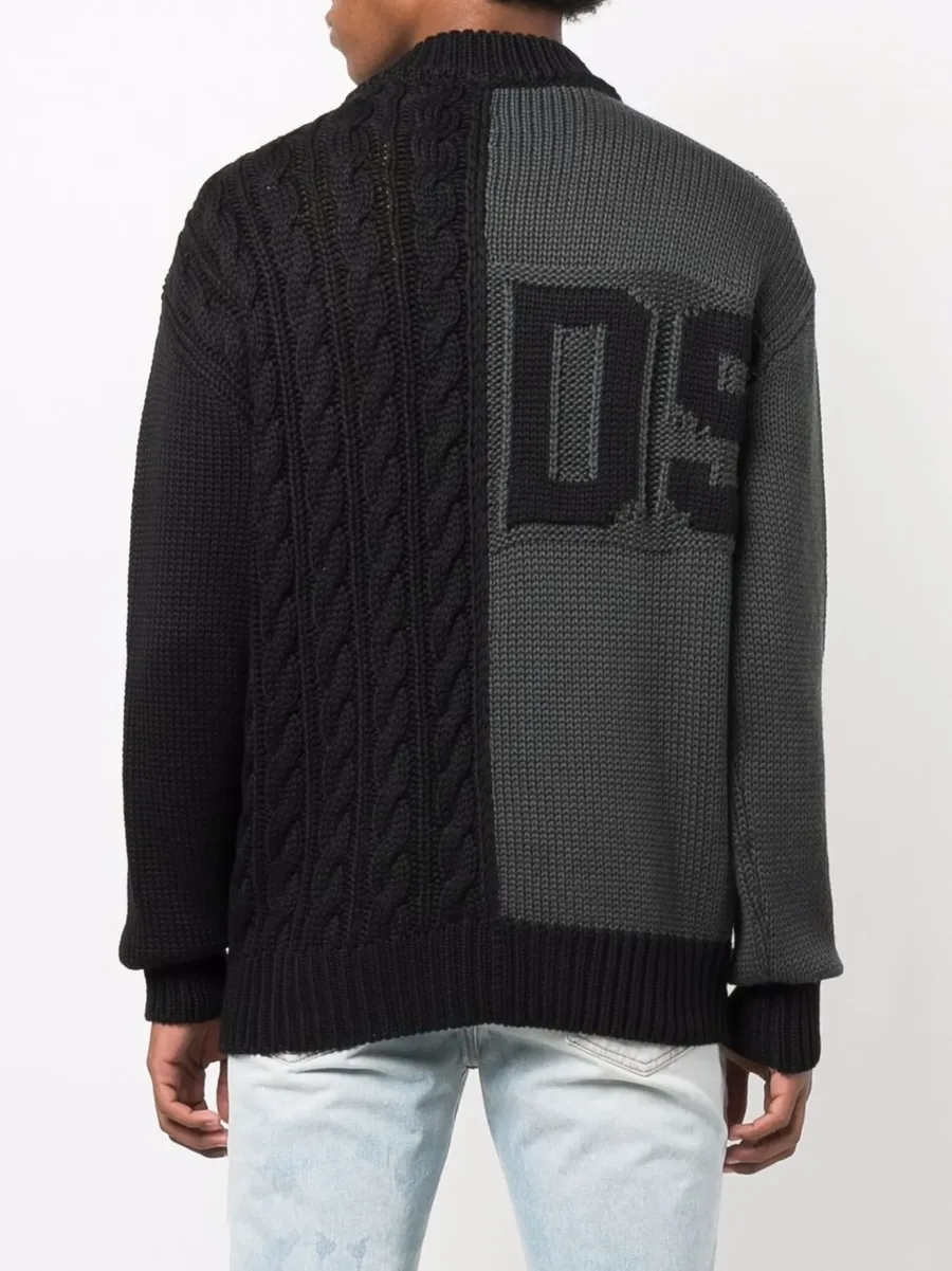 logo-printed cable-knit jumper 8