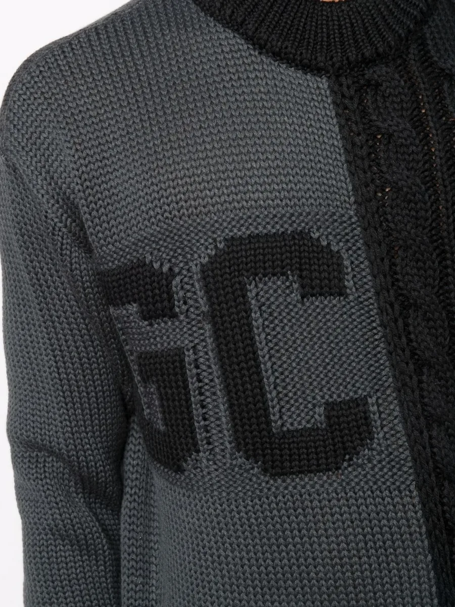 logo-printed cable-knit jumper 9
