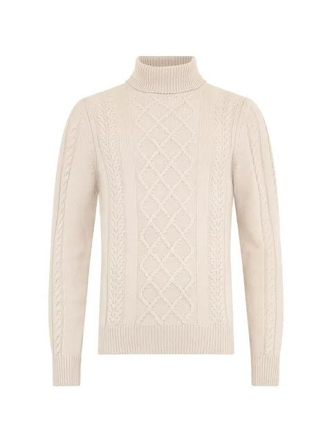 cable-knit turtleneck sweater
