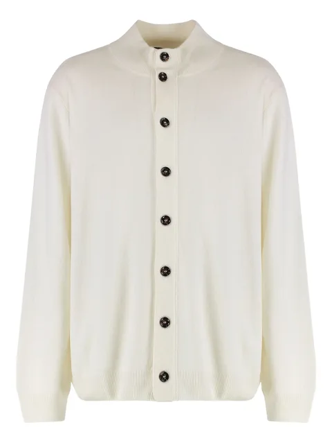 ribbed-knit button cardigan