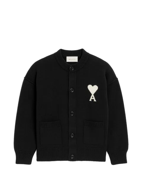 crewneck wool cardigan with Ami de Coeur