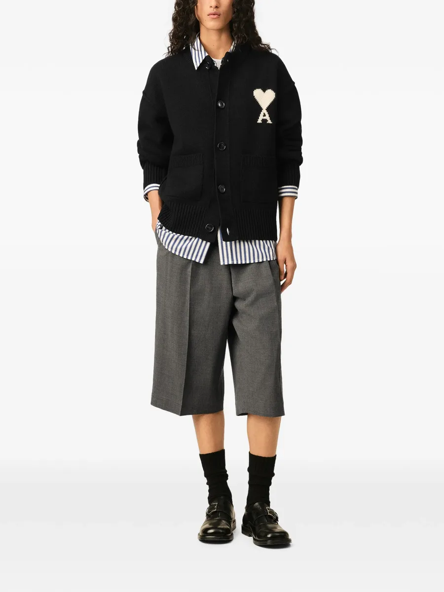 crewneck wool cardigan with Ami de Coeur 5
