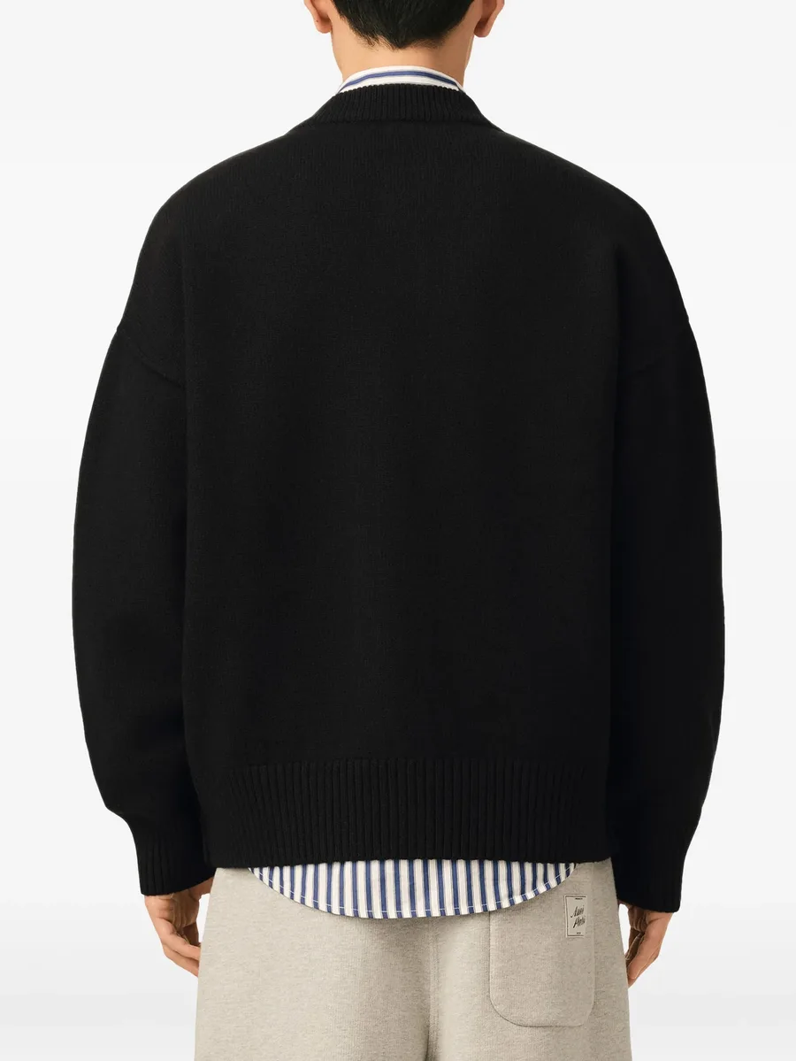 crewneck wool cardigan with Ami de Coeur 10