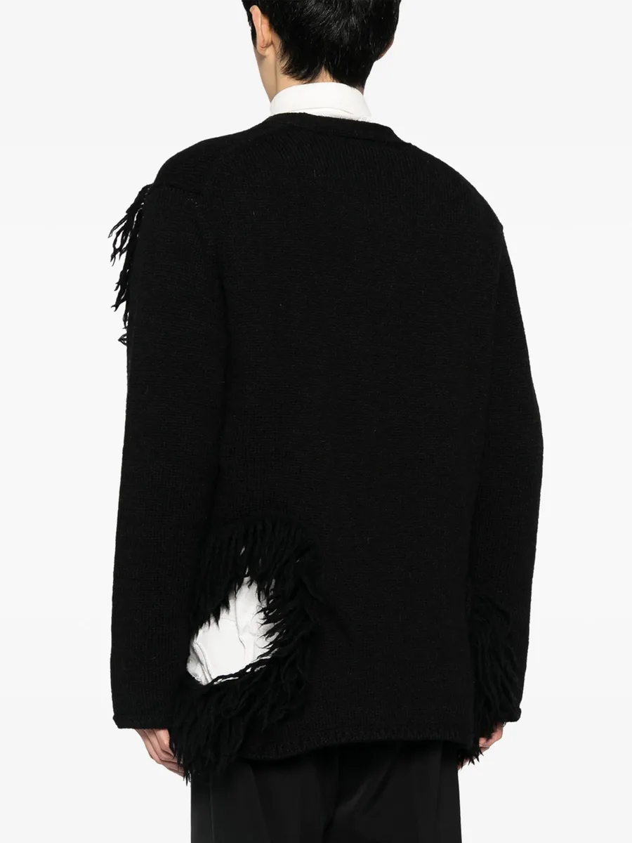 fringed cut-out wool cardigan 8
