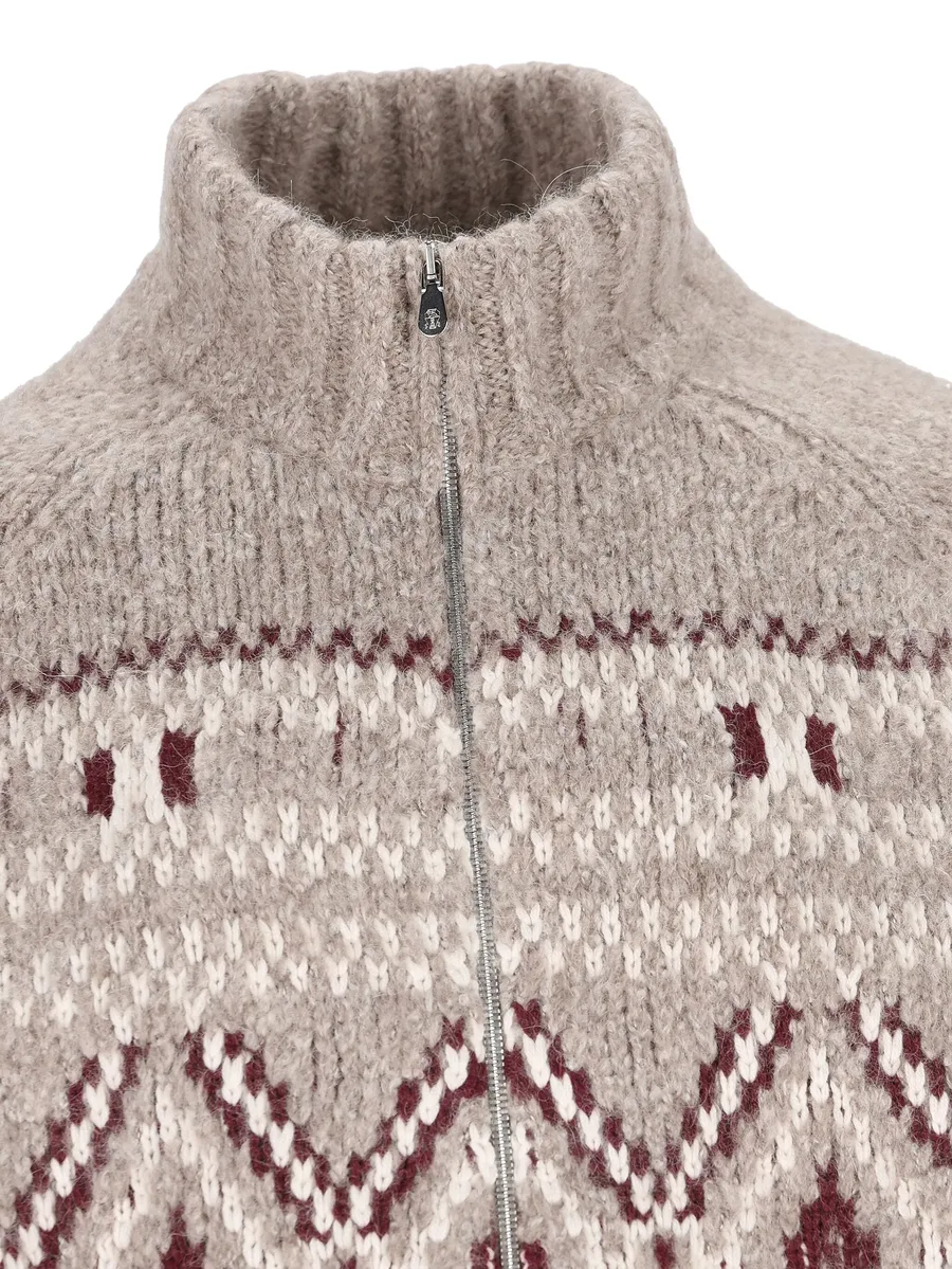 high-neck patterned cardigan 7