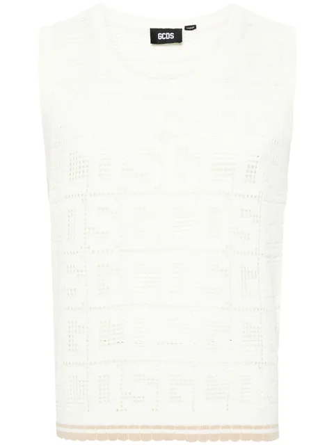 monogram macramé sleeveless jumper