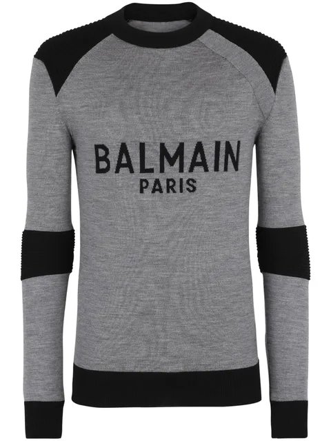 fine-knit jacquard-logo jumper