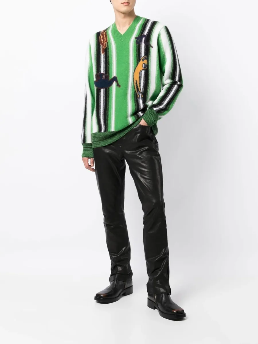 graphic-print V-neck jumper 4
