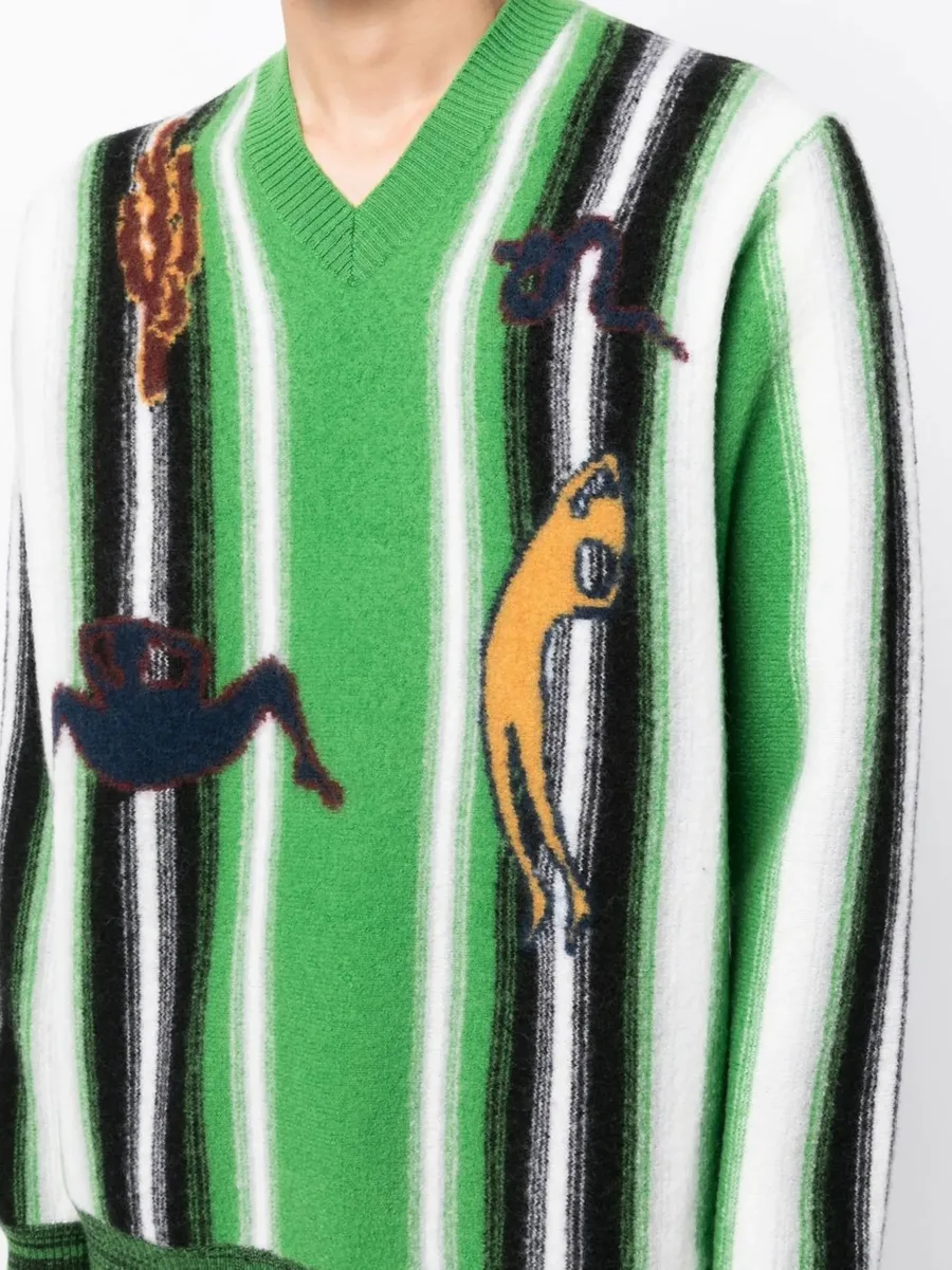 graphic-print V-neck jumper 9