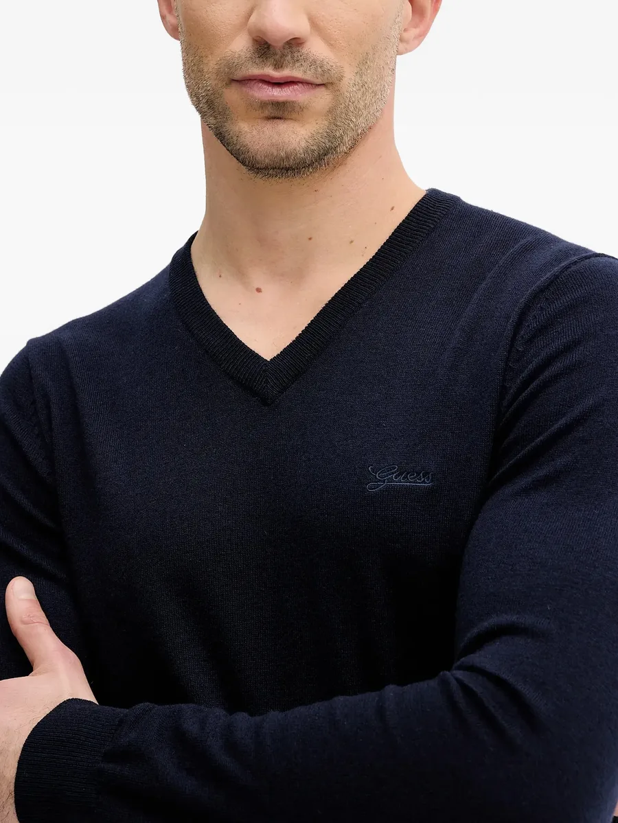 Daren logo-embroidered V-neck sweater 8