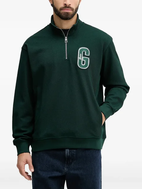appliqué zip sweater