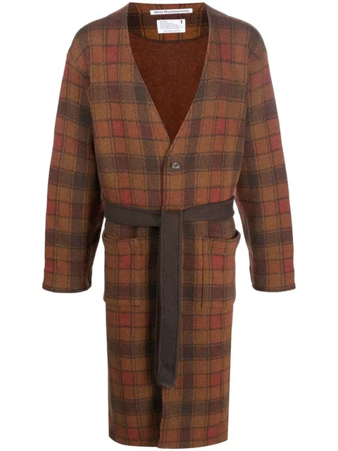 checked tie-waist cardigan