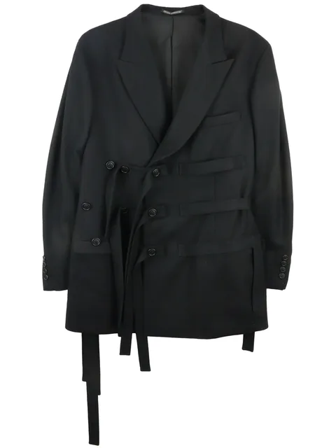 Worsted Tasmania belted wool blazer