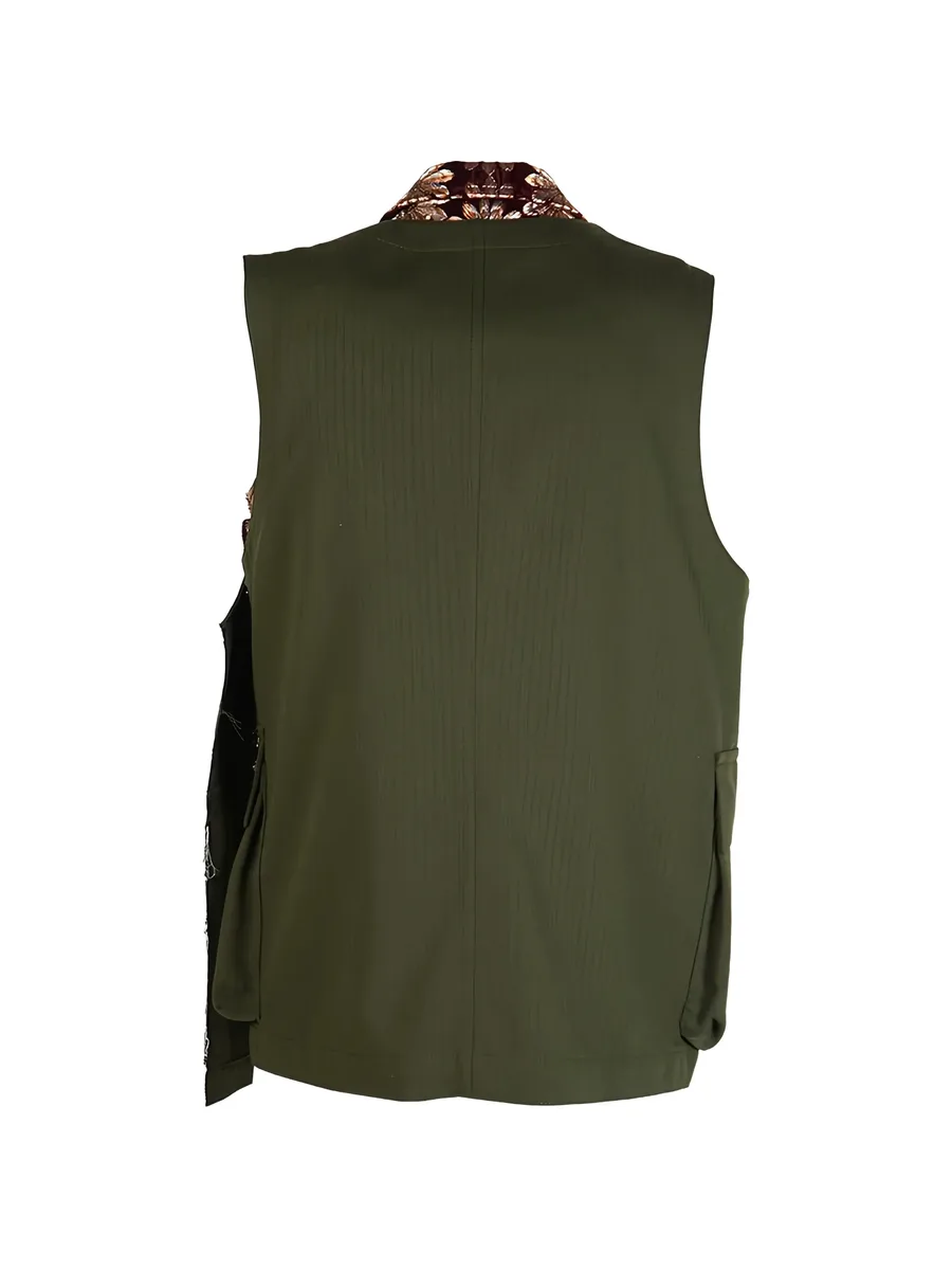 floral-trim flap-pocket vest 4