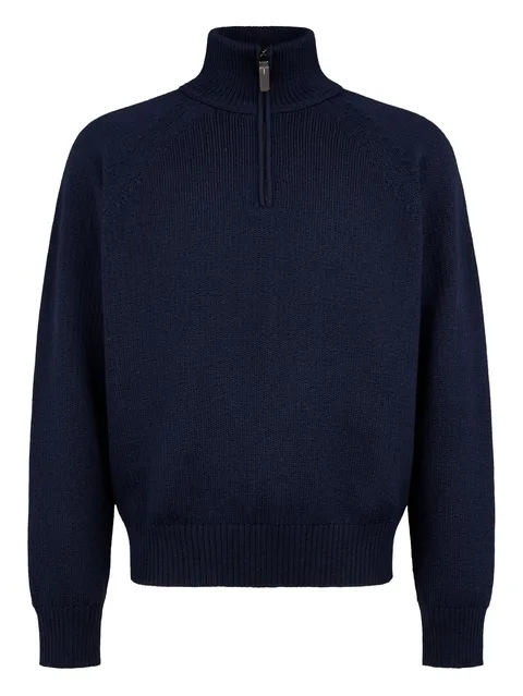 high-neck half-zip sweater
