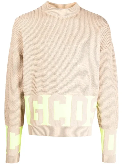 logo-lettering rib-knit jumper