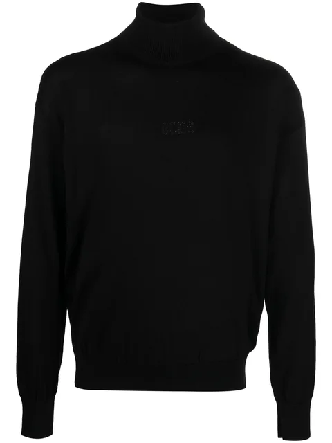 logo-embroidered roll-neck jumper