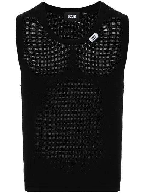waffle-knit sleeveless jumper