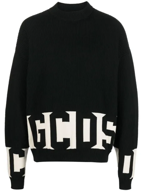 ribbed-knit logo-print jumper